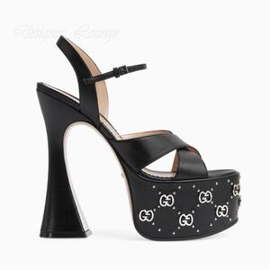Gucci Black Embellished Platform Heels